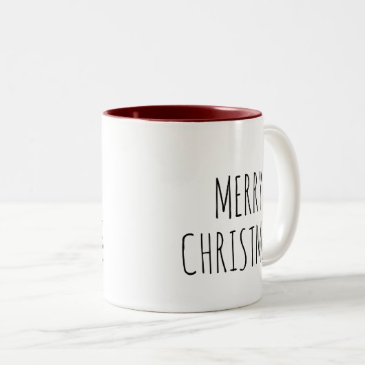 Joyeux Noël Simple à deux tons café Mug (Devant droit)