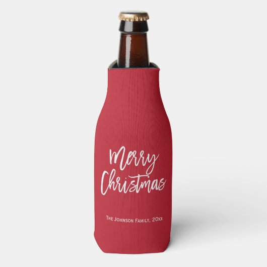Joyeux Noël simple Glacière de bouteille rouge (Bottle Devant)