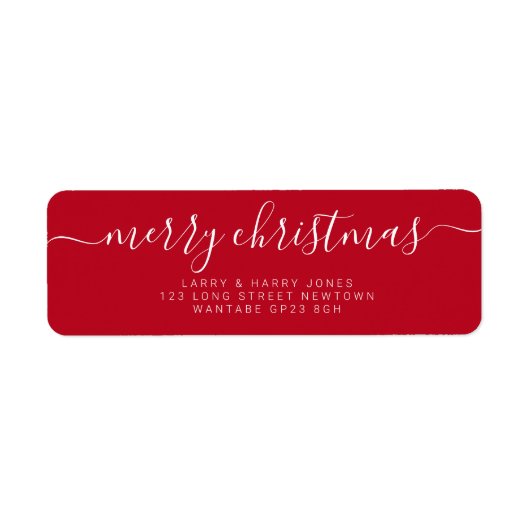Joyeux Noël simple main rouge Étiquette (Devant)