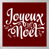 Joyeux Noel Simple Red French Kerstmis Poster (Voorkant)