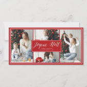 Joyeux Noel Simple Script Moderne 4-fotoKerstmis Feestdagenkaart (Voorkant)
