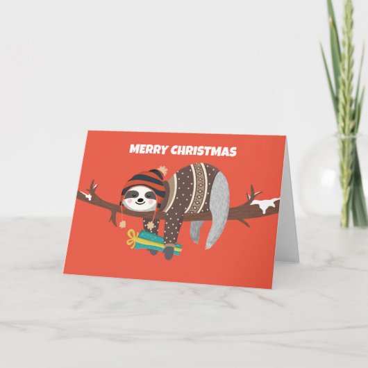 Joyeux Noël Sloth carte de vacances (Devant)