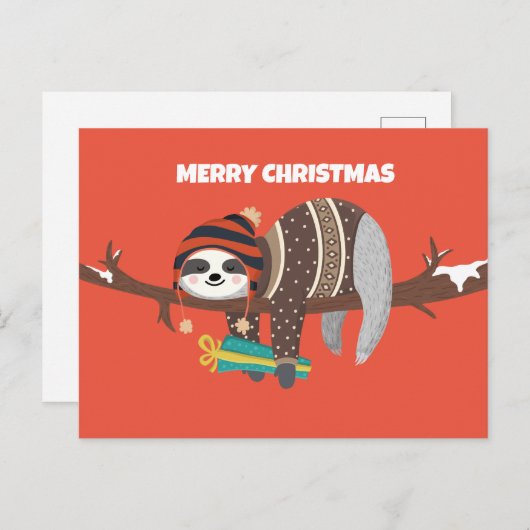 Joyeux Noël Sloth carte postale (Devant / Derrière)