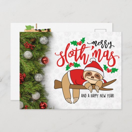 Joyeux Noël Sloth Carte postale (Devant / Derrière)