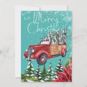 Joyeux Noël Snowfall Arbres Carte de voeux