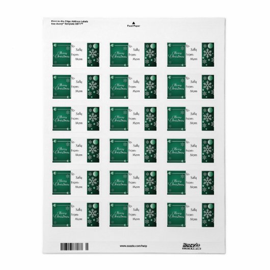 Joyeux Noël Snowflake étiquette cadeau (Feuille entière)