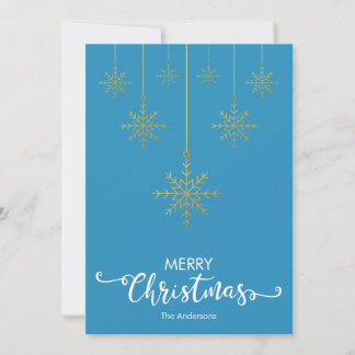 Joyeux Noël Snowflakes Carte de Noël bleue