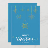 Joyeux Noël Snowflakes Carte de Noël bleue (Devant / Derrière)