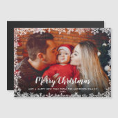 Joyeux Noël Snowflakes Photo Carte magnétique (Devant / Derrière)