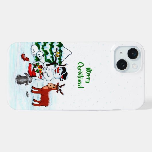 Joyeux Noël ! Snowman avec amis (Verso Horizontal)