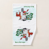 Joyeux Noël ! Snowman avec amis (Serviette à main)