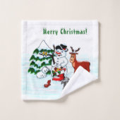 Joyeux Noël ! Snowman avec amis (Gant de toilette)
