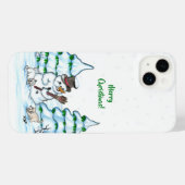 Joyeux Noël ! Snowman avec chat et chiot (Verso Horizontal)