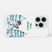 Joyeux Noël ! Snowman avec chat et chiot (Verso Horizontal)