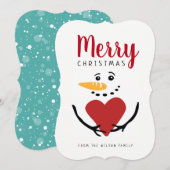 Joyeux Noël Snowman carte plat (Devant / Derrière)