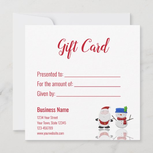 Joyeux Noël Snowman et carte cadeau Père Noël (Dos)