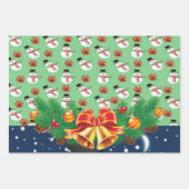 Joyeux Noël Snowman Feuilles Enveloppement Papier (Devant 3)