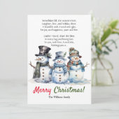Joyeux Noël Snowman Poème de Noël Carte de voeux (Debout devant)