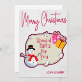 Joyeux Noël Snowman présente une carte de vacances (Devant / Derrière)