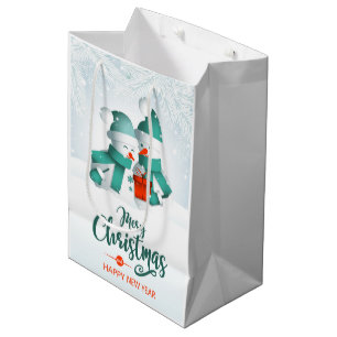 Joyeux Noël Snowmen Moyen Cadeau Sac