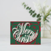 Joyeux Noël sur carte postale verte (Debout devant)