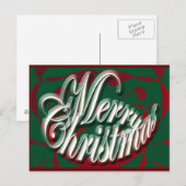 Joyeux Noël sur carte postale verte (Devant / Derrière)