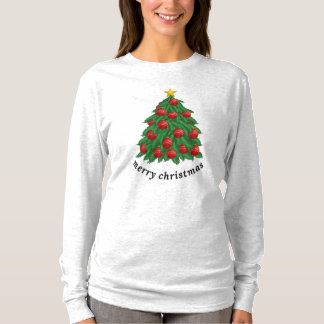 Joyeux Noël, T-shirt blanc, arbre de Noël