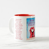 Joyeux Noël, tasse chérie avec des noms de couples (Devant gauche)