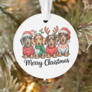 Joyeux Noël Teckel Chien Mignon Chiot Amoureux des