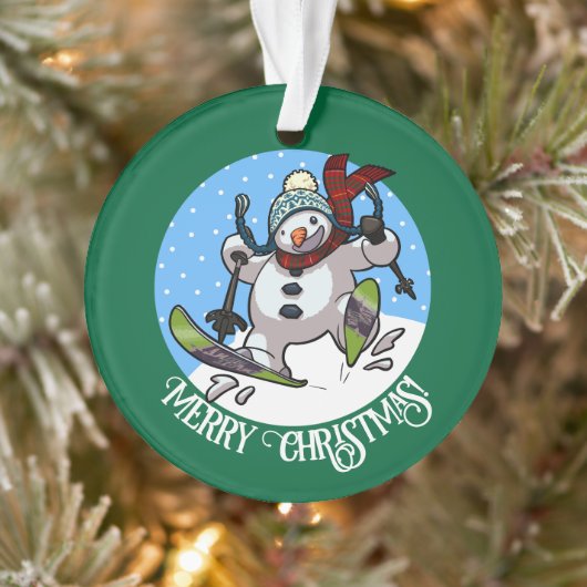 Joyeux Noël! Texte modifiable Ski Snowman (Arbre)