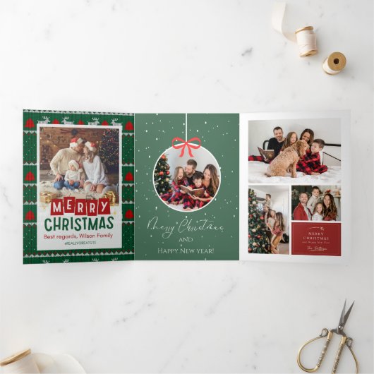 Joyeux Noël Triple Lettre pliée Invitation (Intérieur)