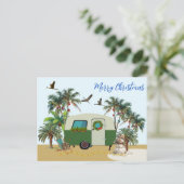 Joyeux Noël Tropical Camping Carte postale (Debout devant)