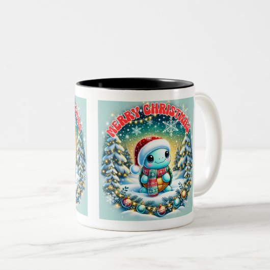 Joyeux Noël Turtle Salutation Mug (Devant droit)