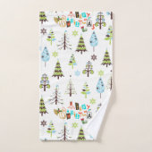Joyeux Noël Typographie & Arbres de Noël (Serviette à main)