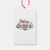 Joyeux Noël Typographie Festive Étiquette Cadeau (Devant)