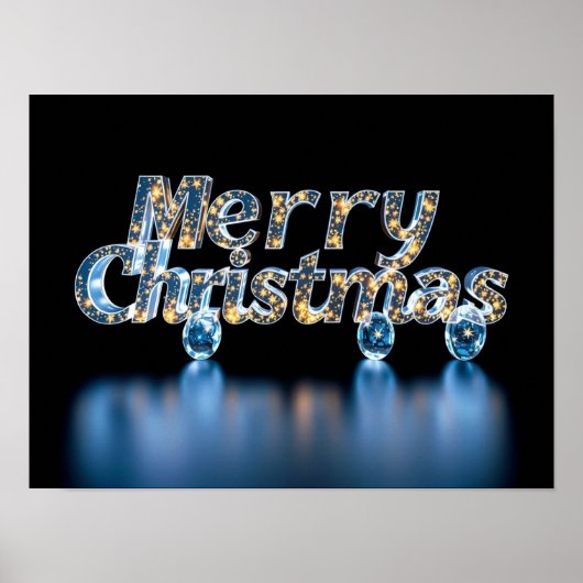 Joyeux Noël Typographie Luxueuse Affiche Papier H3 (Devant)