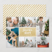 Joyeux Noël Typography Glitter Photo Collage Feestdagenkaart (Voorkant / Achterkant)