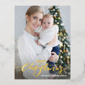 Joyeux Noël Une Photo De Vacances Verticale Or (Recto)