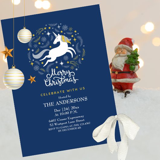 Joyeux Noël Unicorn Invitation