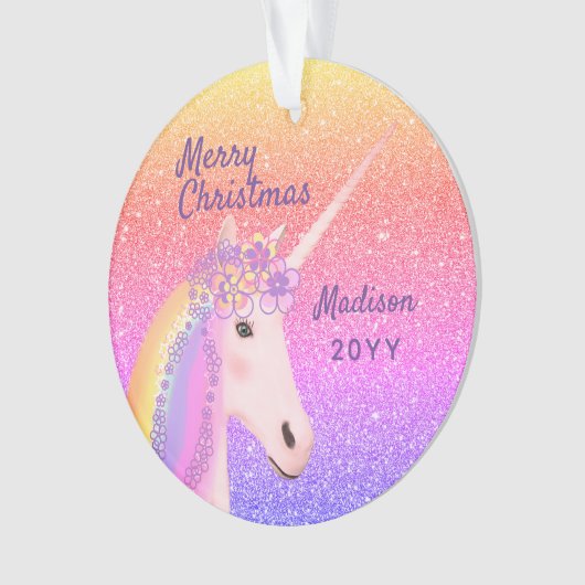 Joyeux Noël Unicorne Rainbow Pastel Monogramme (devant)