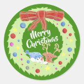 Joyeux Noël, vert couronne stickers de vacances (Devant)