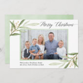 Joyeux Noël vert or carte photo moderne (Devant / Derrière)