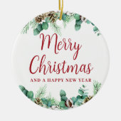 Joyeux Noël vert ornement en céramique (Devant)