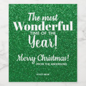 Joyeux Noël Vert Parties scintillant Vin Étiquette (Étiquettes simples)