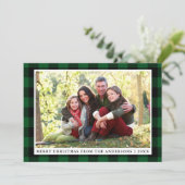 Joyeux Noël Vert Plaid Carte photo de famille (Debout devant)