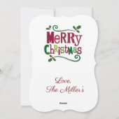 Joyeux Noël Vert Rouge Simple Carte de Noël (Dos)