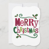 Joyeux Noël Vert Rouge Simple Carte de Noël (Devant)