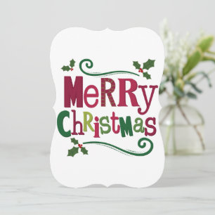 Joyeux Noël Vert Rouge Simple Carte de Noël