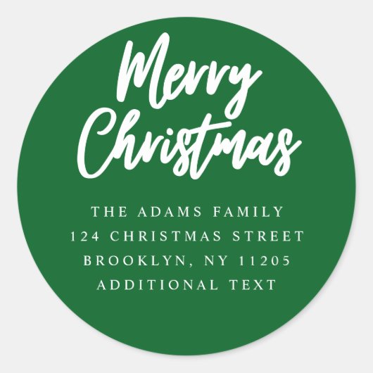 Joyeux Noël vert script Retour Adresse étiquette (Devant)