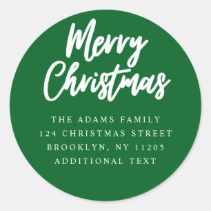 Joyeux Noël vert script Retour Adresse étiquette